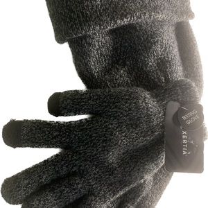 Xerita Mens Hat & Gloves Set Gray Knit One Size